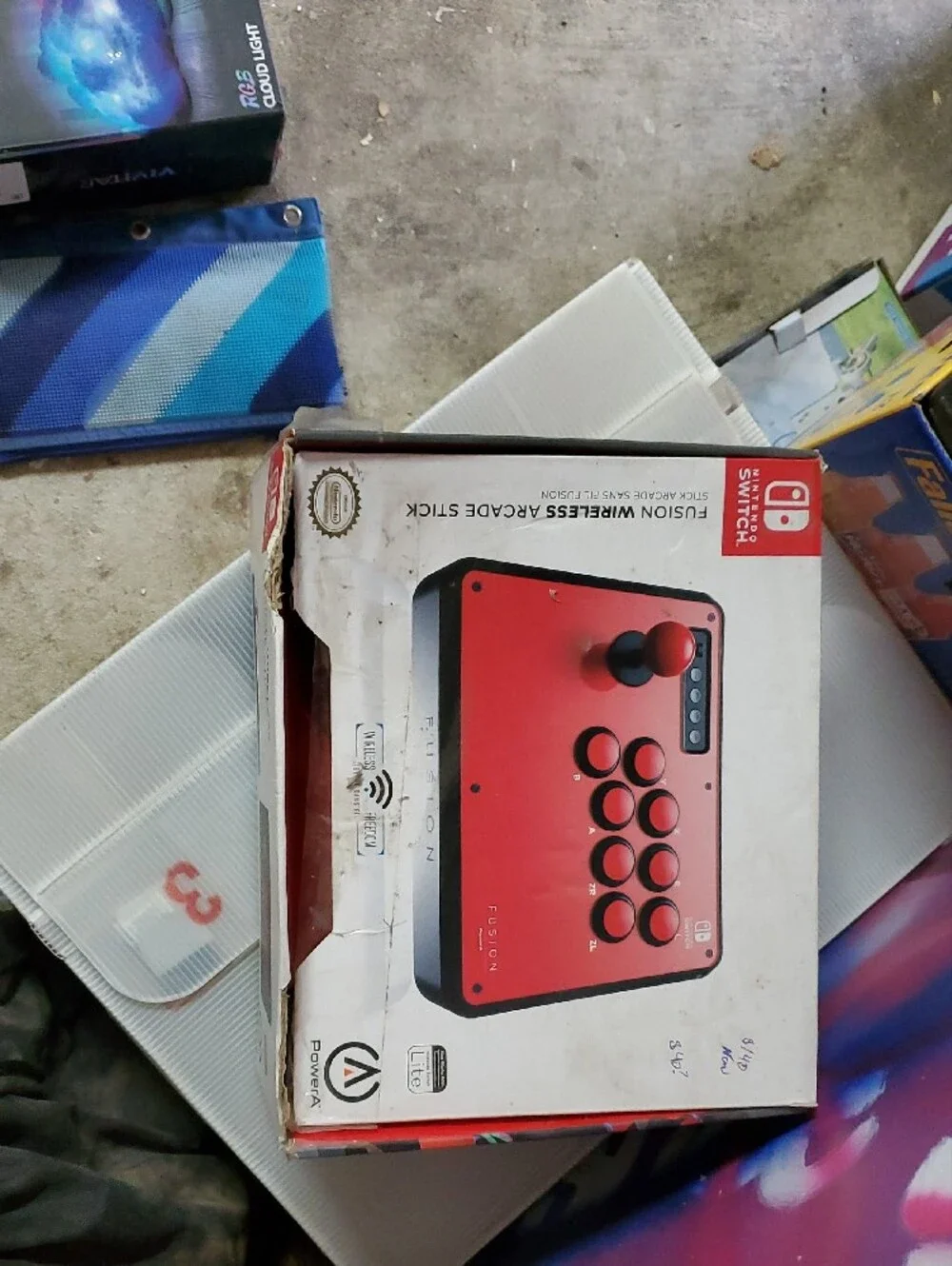 Nintendo Red Fusion Arcade Fight Stick Controller with Black Trim